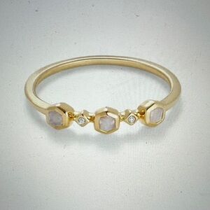 Kendra Scott Size 6 Davie 18K Gold Vermeil Trio in Rainbow Moonstone